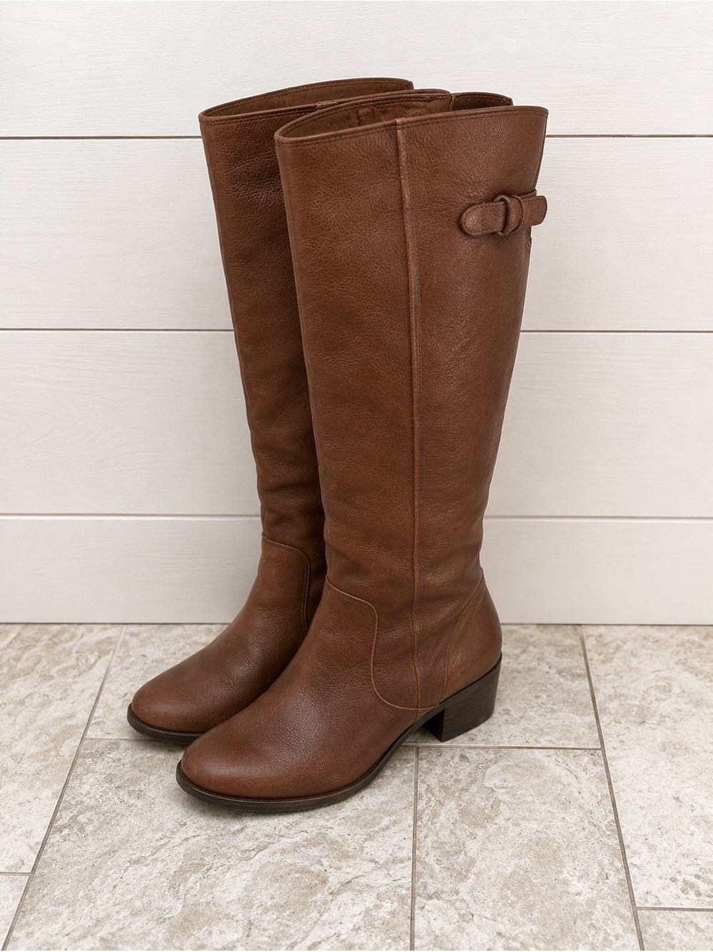 Brown Leather Knee-High Women's Boots